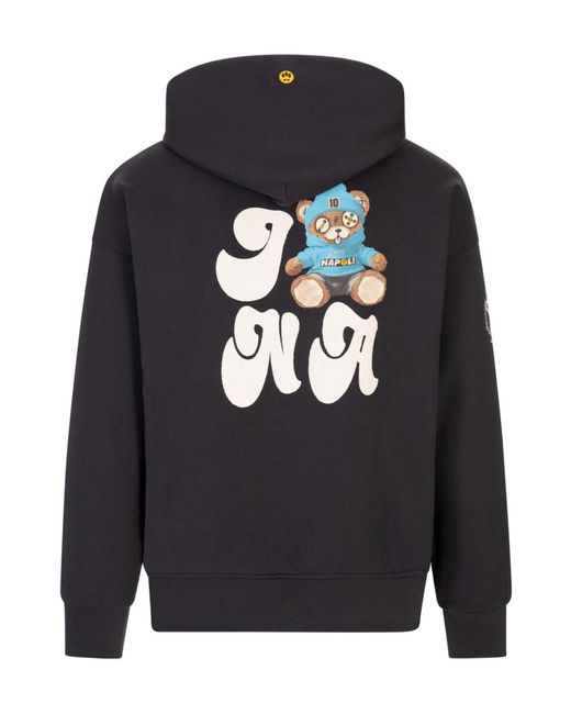 Barrow Blue Number-Printed Hoodie for men