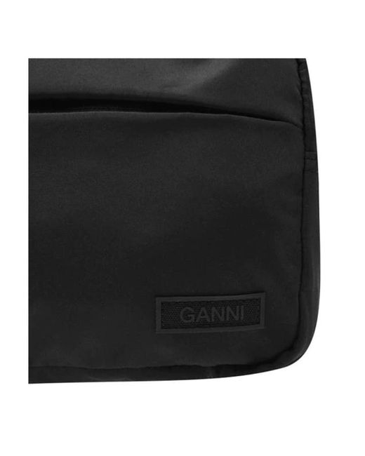 Ganni Black Logo Shoulder Bag