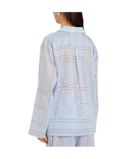 Totême  Blue Cotton-Blend Pyjama Shirt