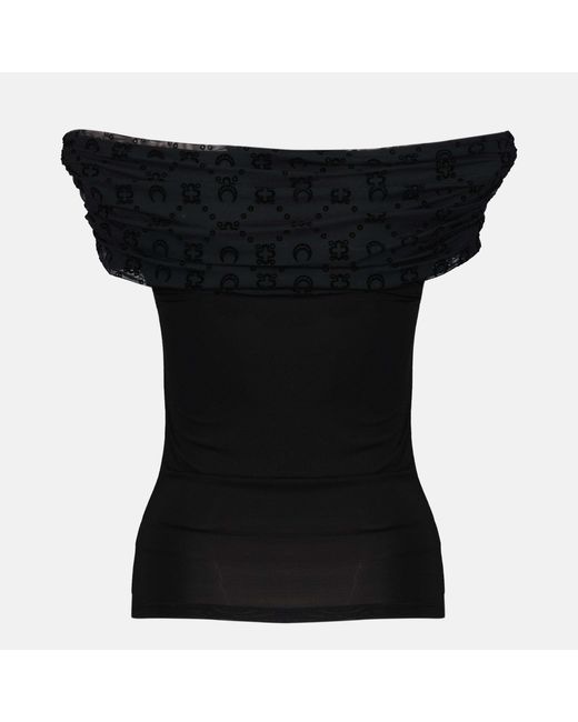 MARINE SERRE Black Draped Bustier Top