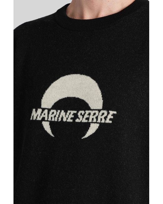 MARINE SERRE Black Logo Intarsia Crewneck Knitted Jumper for men
