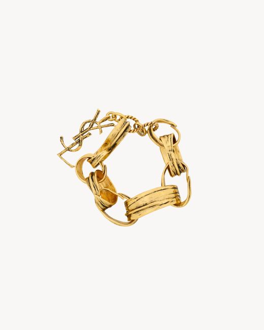 Saint Laurent Metallic Bracelet Chaîne Feuille En Métal