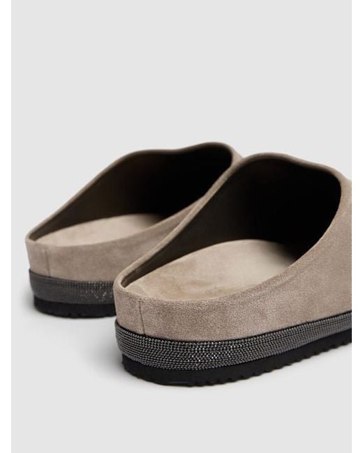 Brunello Cucinelli Brown Round-Toe Mules for men