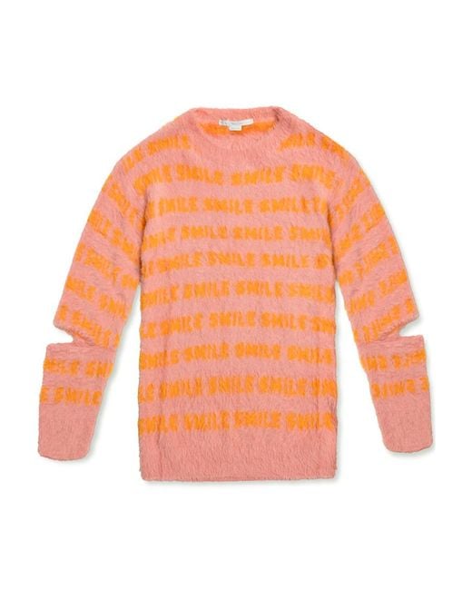 Stella McCartney Orange Striped Cut-Out Sleeved Oversized Sweater