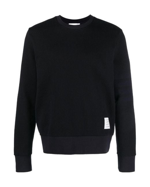 Thom Browne Black Bar Crewneck Sweatshirt for men