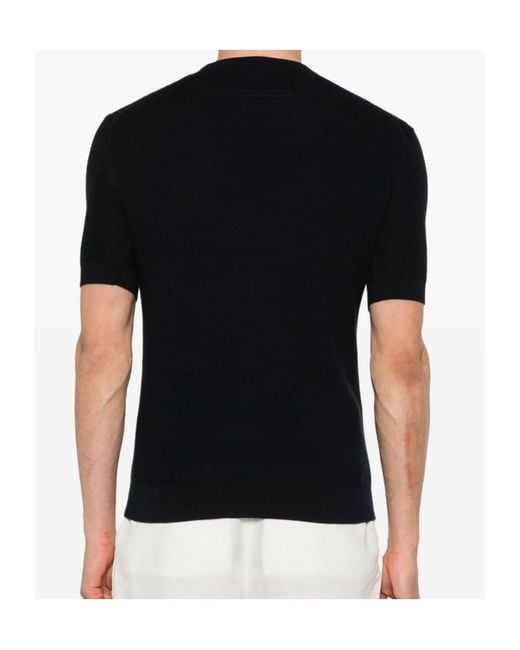 Zegna Black Knitted T-Shirt for men