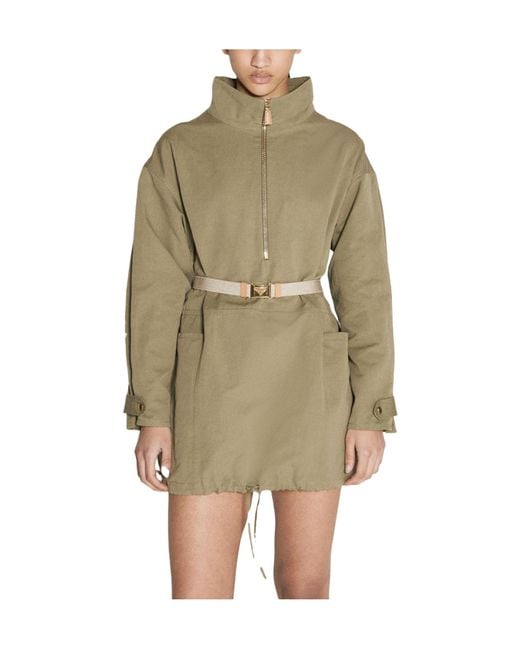 Prada Natural Half-Zipped Drawstring Jacket