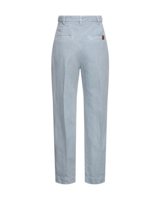 Brunello Cucinelli Blue Belt Ring Casual Pants