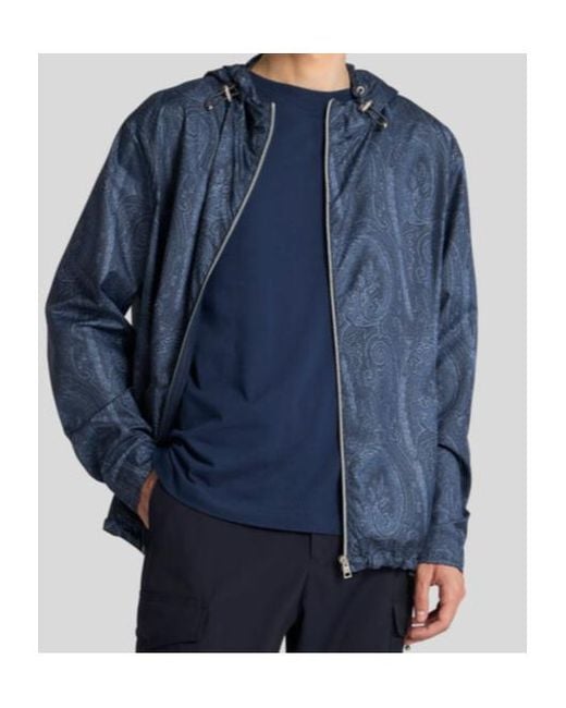 Etro Blue Paisley-Print Jacket for men