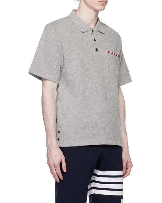 Thom Browne Gray Rwb Pocket Trim Polo Shirt for men