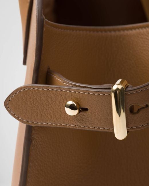 Prada Brown Logo-Lettering Medium Top Handle Bag