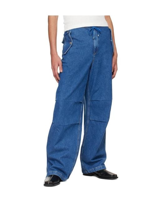 Dion Lee Blue Parachute Straight-Leg Jeans for men