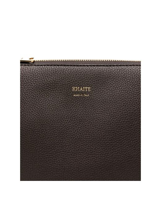 Khaite Black Lina Zip-Top Leather Shoulder Bag