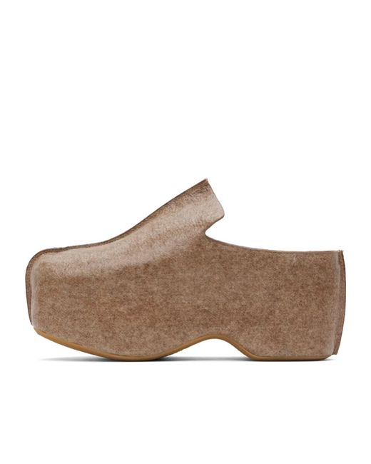 J.W. Anderson Brown Thick Soled Muller Shoes With Pinch-Seam Details for men