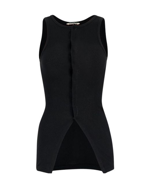 Auralee Black Button-Up Tank Top