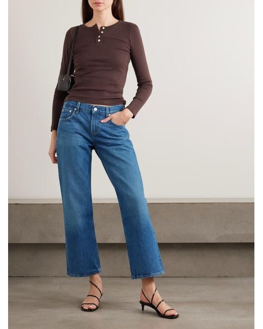 Citizens of Humanity Blue Faye Cropped Mid-Rise Straight-Leg Jeans