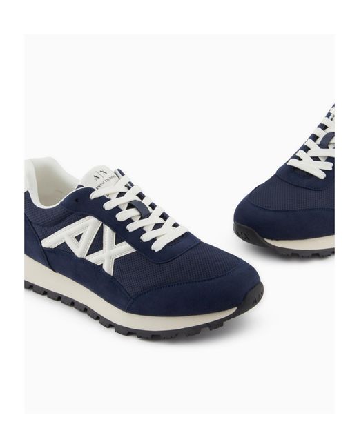 ARMANI EXCHANGE Blue Logo-Detail Sneakers for men