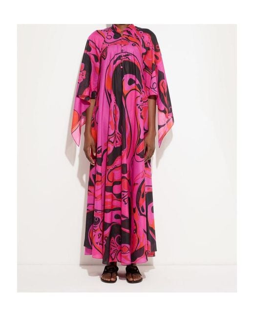 Emilio Pucci Pink Orchidee-Print Cotton Kaftan