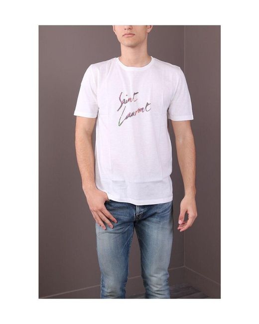 Saint Laurent White Animal Print' T-Shirt for men