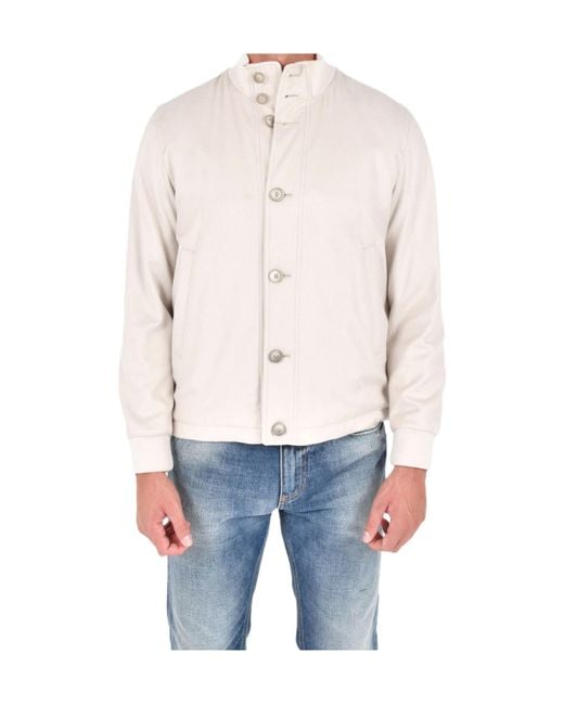 Herno Blue High Neck Buttoned Coat for men