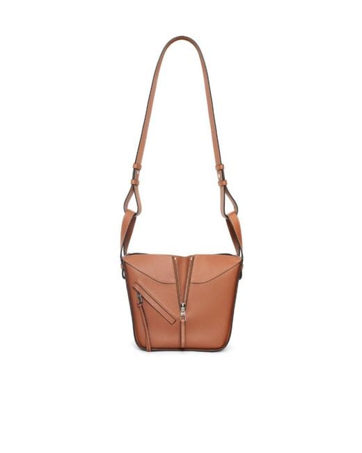 Loewe Brown Hammock Logo Embossed Shoulder Bag