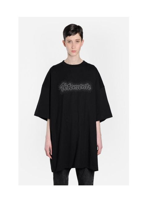 Vetements Black Bling Bling Logo Printed T-Shirt for men