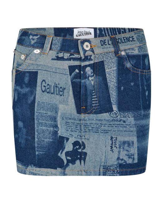 Jean Paul Gaultier Blue Mini Denim Skirt With Belt Loops