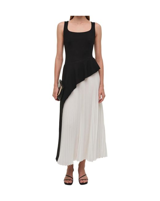 Jonathan Simkhai Black Zayla Pleated Asymmetric Dress