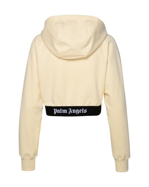 Palm Angels Natural Logo Waist Cropped Sweatshirt