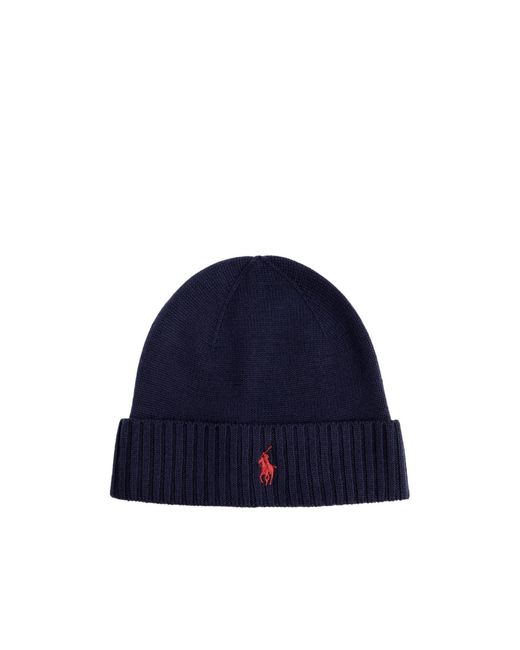 Polo Ralph Lauren Blue Logo-Embroidered Wool Beanie for men