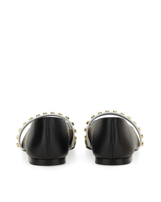 McQueen Black Pointed-Toe Embellished Flats
