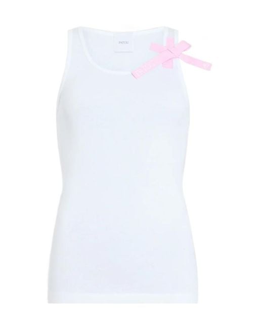 Patou White Logo Bow Tank Top