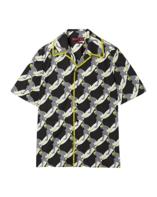 Gucci Black Printed Light Cotton Poplin Shirt for men