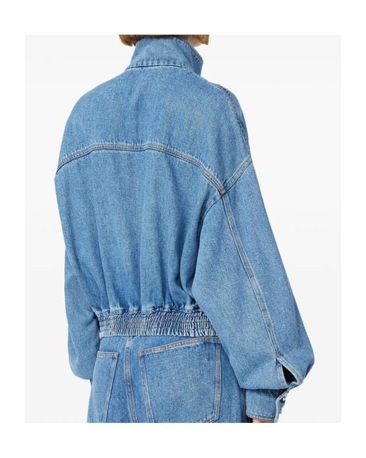 Sportmax Blue High-Neck Long-Sleeved Casual Jacket