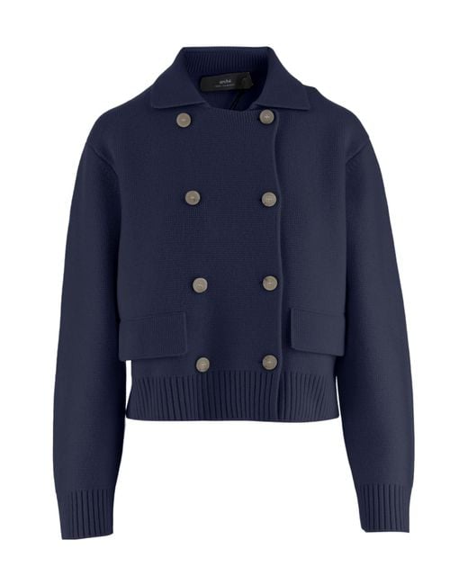 arch4 Blue Double-Breasted Knitted Jacket