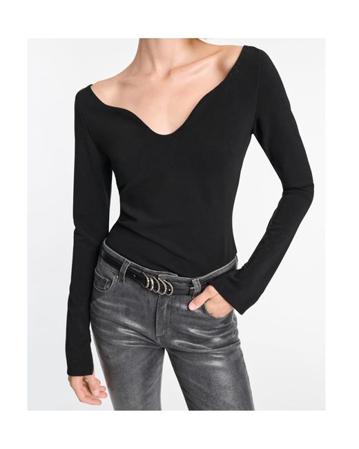 Dorothee Schumacher Black Structured V-Neck Top
