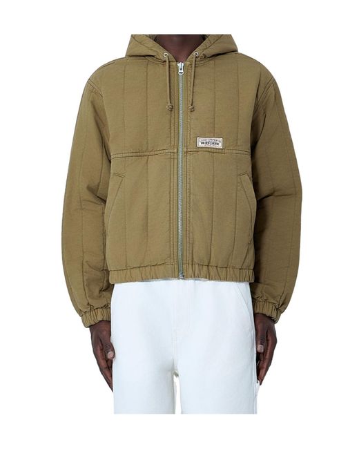 Stussy Green Hooded Quilted Jacket for men