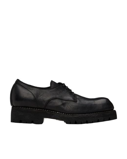 Guidi Black Square-Toed Lace-Up Casual Shoes for men