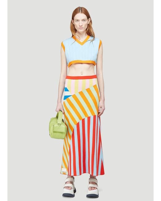 Sunnei White Patchwork Knit Skirt