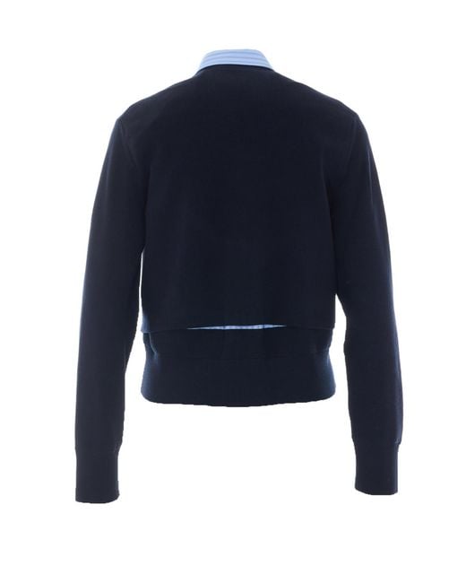 Sacai Blue Layered Button-Up Cardigan