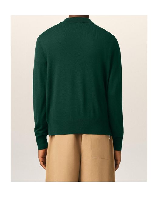 AMI Green Long Sleeves Polo for men