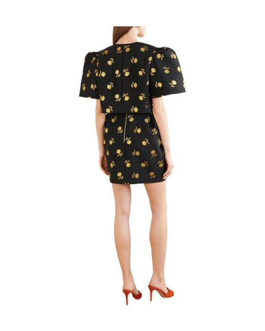 Carolina Herrera Black Cropped Embroidered Jacquard Evening Jacket