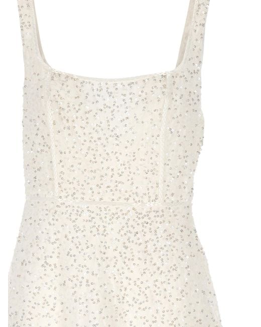 Rixo White Sequin-Embellished Sleeveless Dress