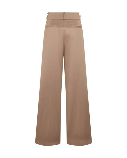 Peserico Natural Embellished Pleated Wide-Leg Trousers
