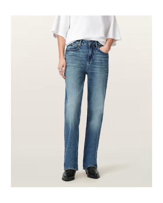 AllSaints Blue Ida Straight Leg Denim Jeans