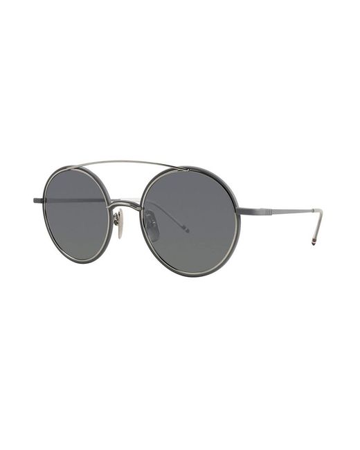 Thom Browne White Matte Round Sunglasses for men