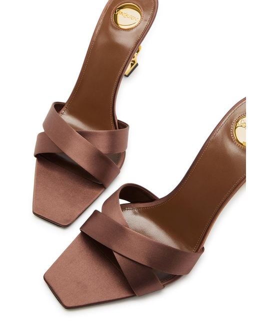 Saint Laurent Pink Opyum 85 Logo Satin Mules