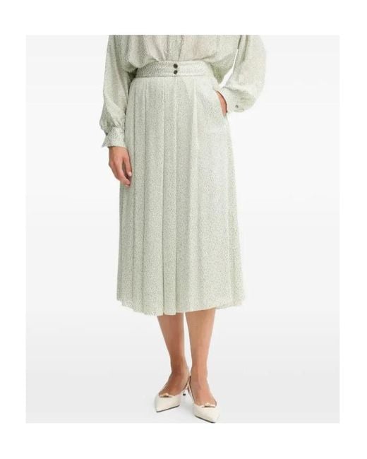 Forte_forte Green Button Pleated Midi Skirt