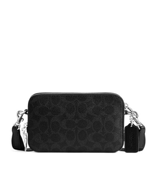 COACH Black Clinton Signature Print Zip Tote Bag for men