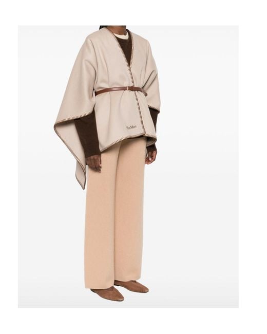 Max Mara Natural Colomba Belted Cape